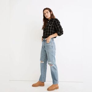 Madewell Tall Perfect Vintage Straight Jean Berrimore Wash Ripped Edition 29T